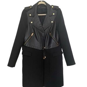 zara zara basic multi pocket leather zip coat
